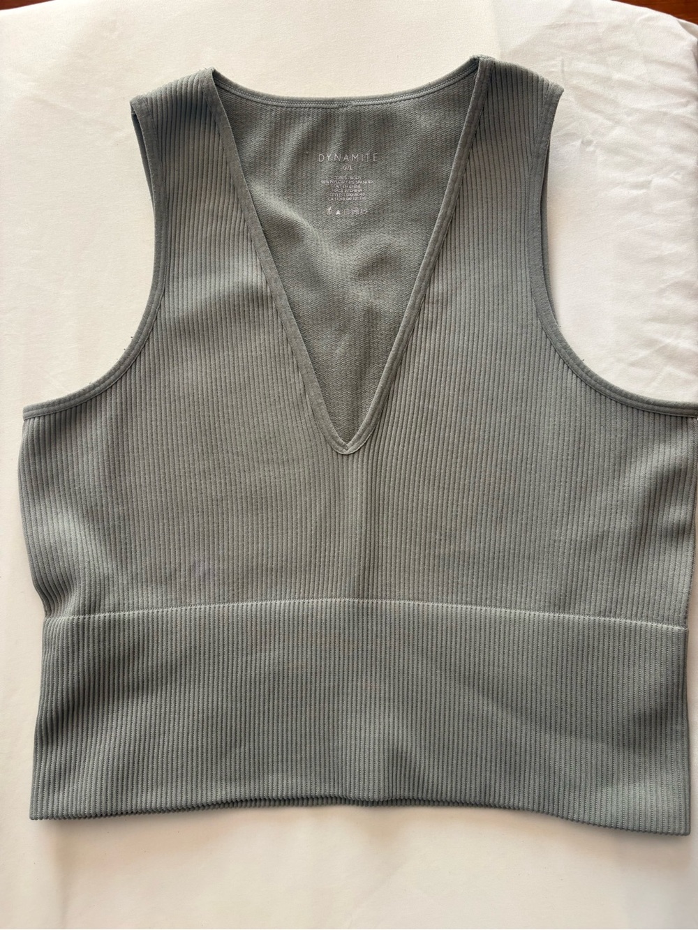 Garage Ribbed V-Neck Tank Tops in Sage and Mauve (set of 2) - Picture 3 of 6